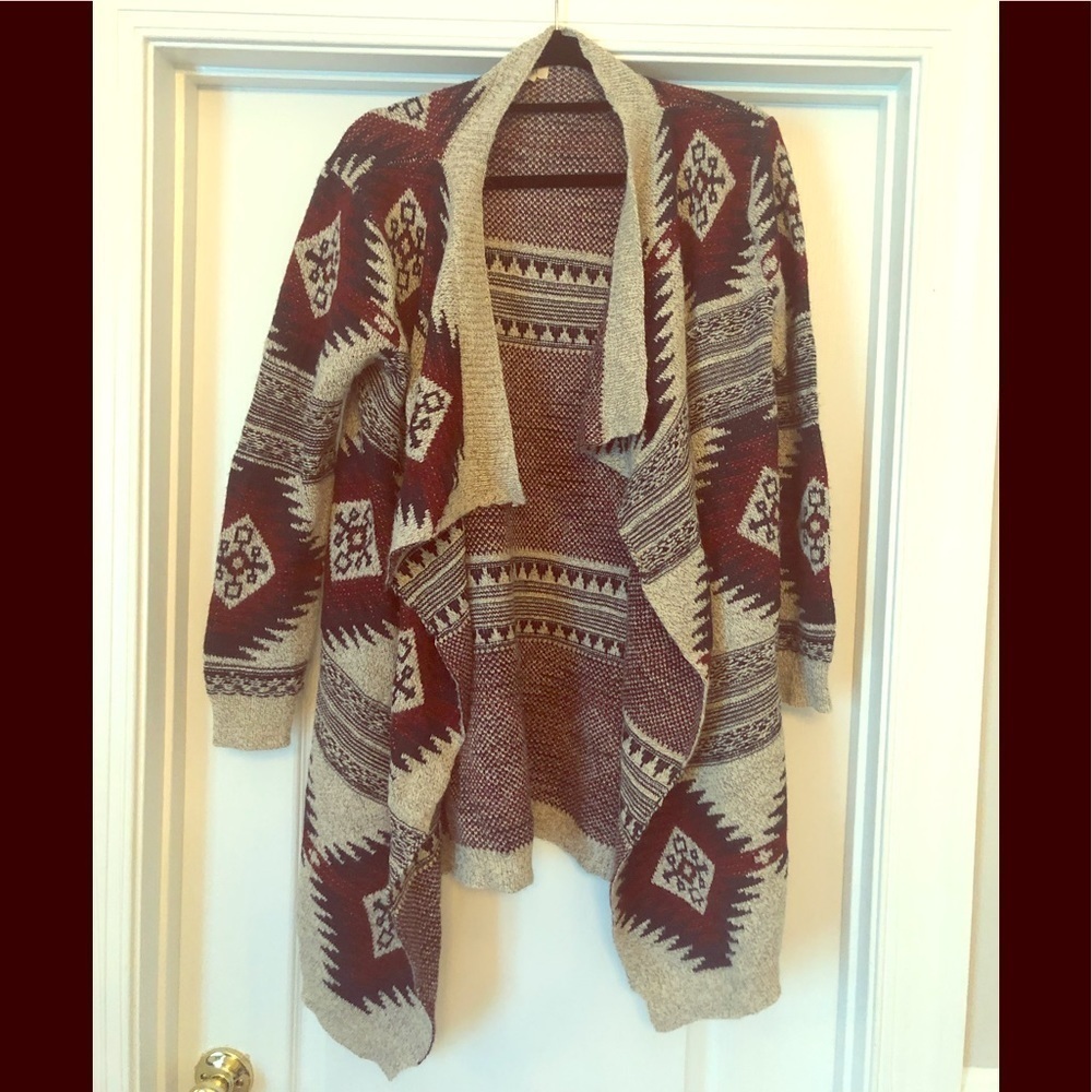 Boutique‎ Aztec Womens Sweater Open Front Cardigan Sz M/L